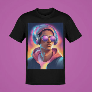 T-shirt Guy's Music Portrait Cool Swag Young Guys Style