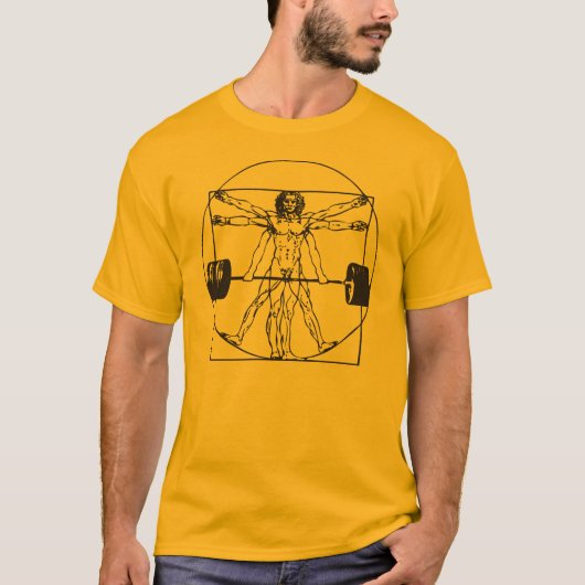 T-shirt Gym Barbell Deadlift - Vitruvian Man (Devant)