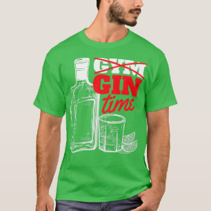 T-shirt Gym Gin Time Gin Hilarious Gin Et Tonic Funky Gin 