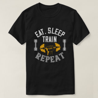 T-shirt Gym Lover Cadeau Manger Sleep Train Répéter l'entr