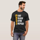 T-shirt Gym Workout Motivational Quote Eat Sleep Gym Repea (Devant entier)