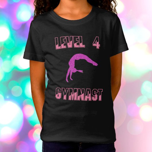 T-shirt Gymnaste de niveau 4 rose et pourpre