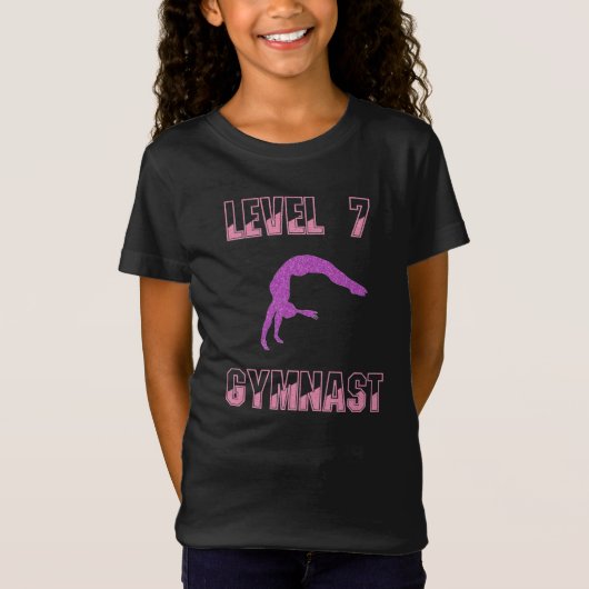T-shirt Gymnaste de niveau 7 rose et pourpre (Devant)