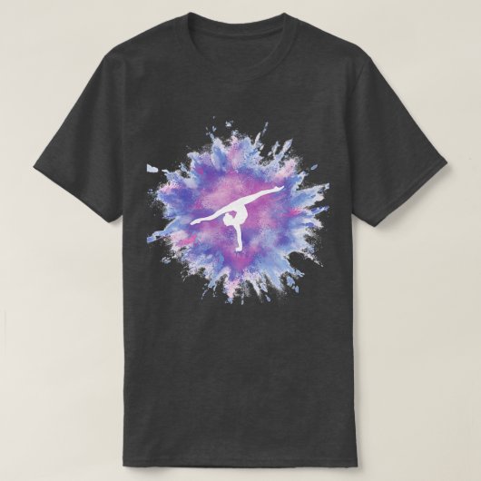 T-shirt Gymnaste Rainbow Explosion rose bleu (Design devant)