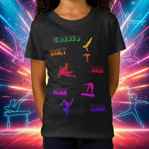 T-shirt gymnastique - coffre-fort, bars, poutre, p