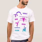 T-shirt Gymnastique Pink Violet Turquoise Vault Bars Poutr (Devant)