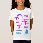 T-Shirt Gymnastique Pink Violet Turquoise Vault Bars Poutr (Devant)