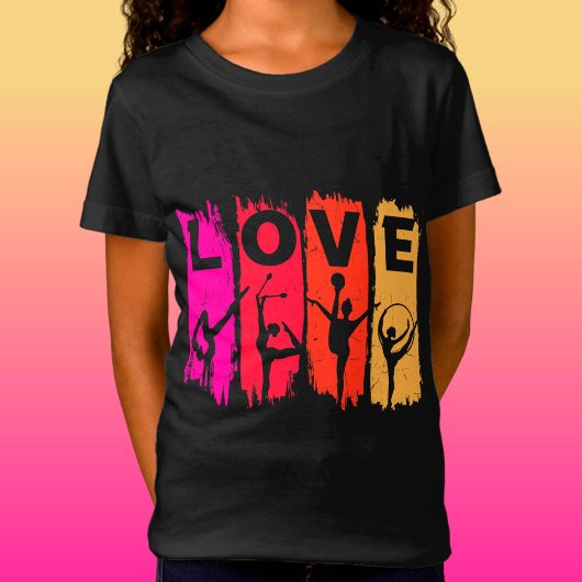 T-Shirt Gymnastique rythmique Amour en rose rouge orange j