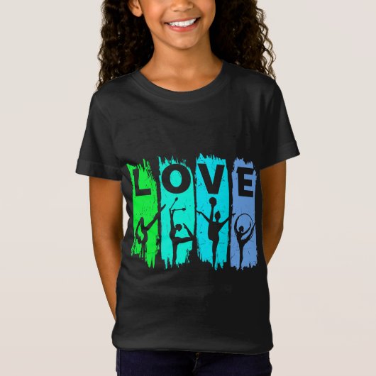 T-Shirt Gymnastique rythmique Amour en Vert et Aqua T-Shir (Devant)