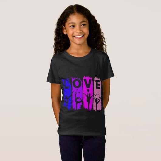 T-Shirt Gymnastique rythmique d'amour rose et violet (Devant entier)