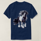 T-shirt Gypsy Vanner Black and White Stallion (Design devant)