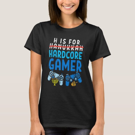 T-shirt H Est Pour Hanoukka Gamer Video Gaming Boys Men Pa (Devant)