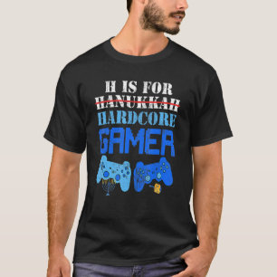 T-shirt H Est Pour Hanoukka Gamer Vidéo Jeux Garçons Homme
