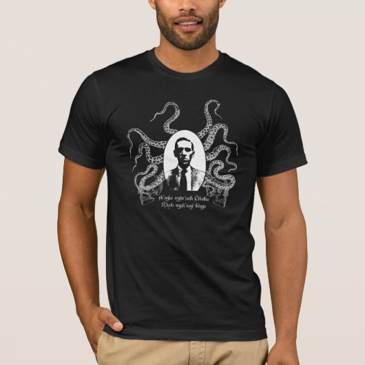 T-shirt H.P. Lovecraft, tentacules et R'lyeh (Devant)
