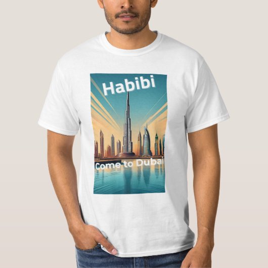 T-shirt Habibi Come to Dubai - Dubai Skyline (Devant)
