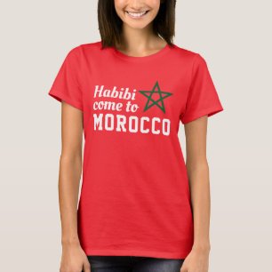 T-shirt Habibi Venez Au Maroc Drapeau Rouge Vert Étoile