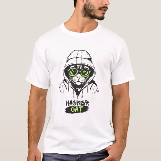 T-shirt Hacker cat (Devant)