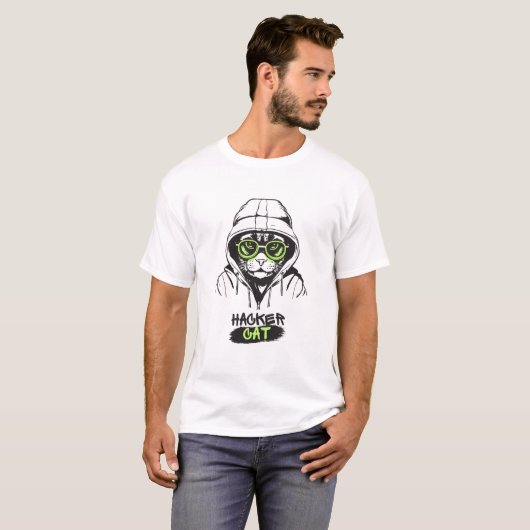 T-shirt Hacker cat (Devant entier)