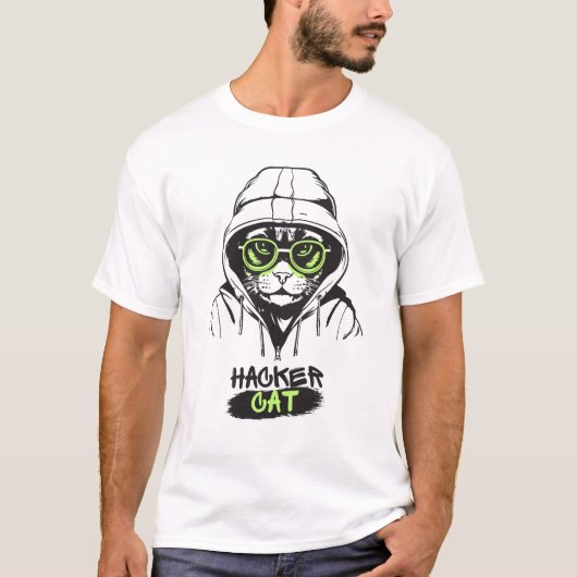 T-shirt Hacker Cat | Cool, technicien (Devant)
