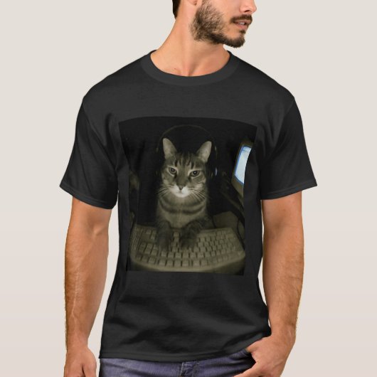 T-shirt Hacker Cat Meme Funny Computer Cat Kitten Gamer Ca (Devant)