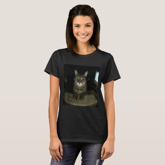 T-shirt Hacker Cat Meme Funny Computer Cat Kitten Gamer Ca (Devant entier)