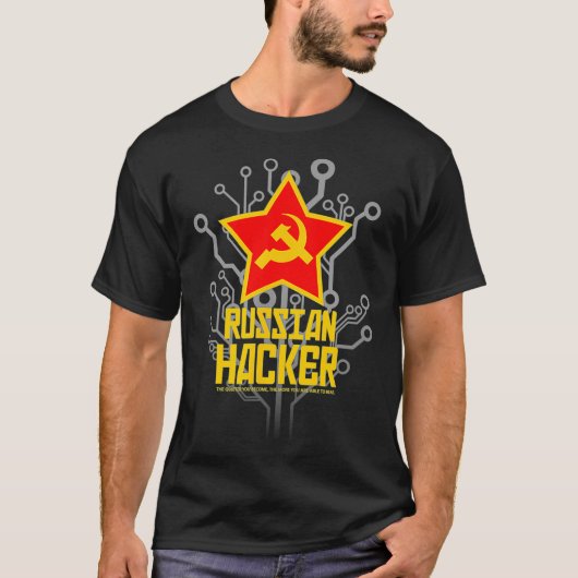 T-shirt Hacker de Russian avec Hammer Sickle Emblem (Devant)
