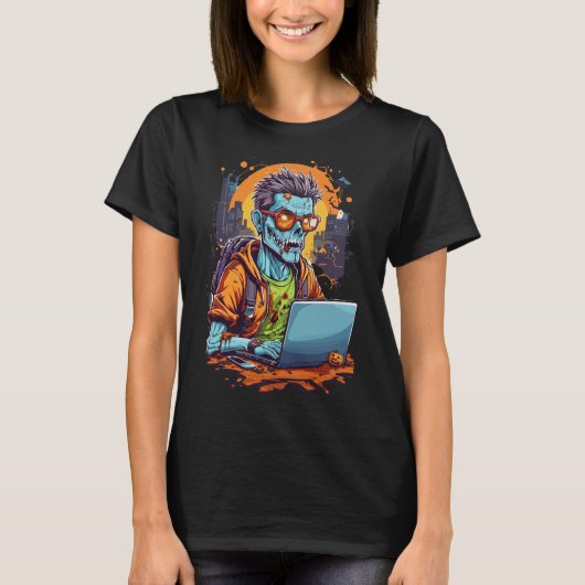 T-shirt Hacking the Undead : Code d'Halloween (Devant)