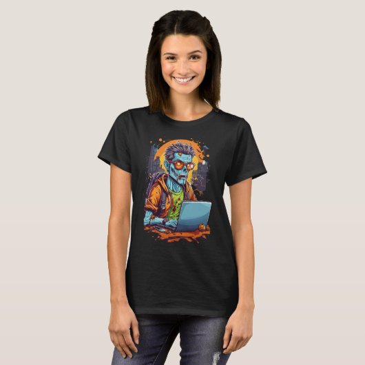 T-shirt Hacking the Undead : Code d'Halloween (Devant entier)