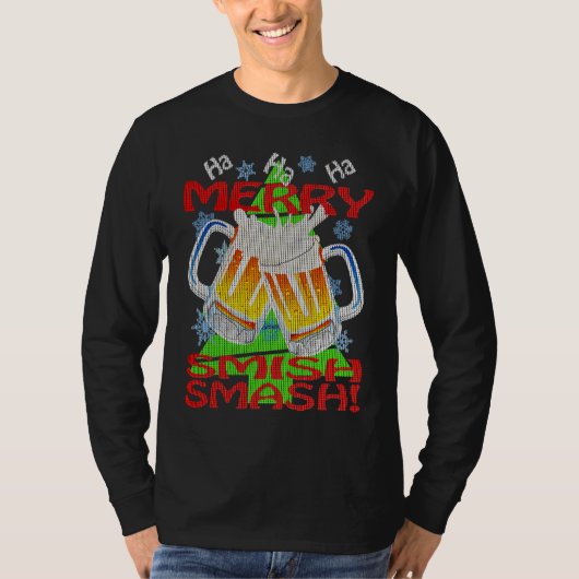 T-shirt HaHaHa MERRY SMISHSMASH   Holiday Beer Drinking (Devant)