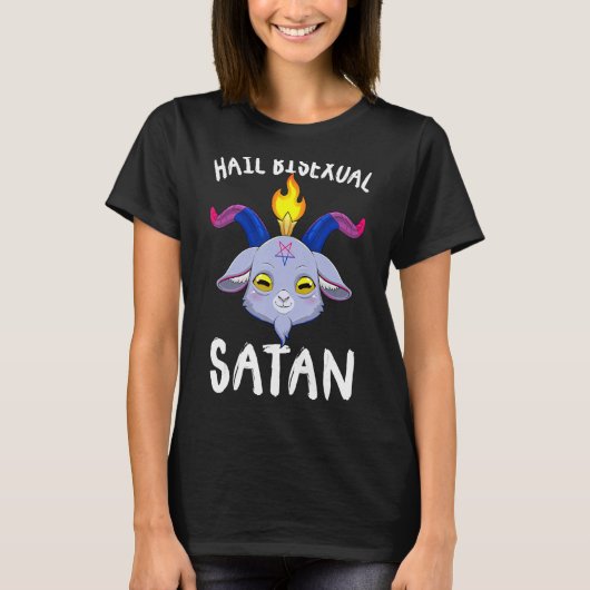 T-shirt Hail Bisexual Satan Baphomet Tête de chèvre Lgbt B (Devant)