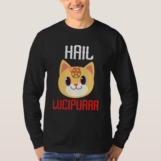 T-shirt Hail Lucipurr Satan Demon Heavy Metal Music (Devant)