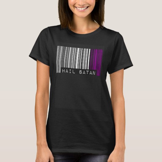 T-shirt Hail Satan Asexual Pride Flag Barcode Satanist Equ (Devant)