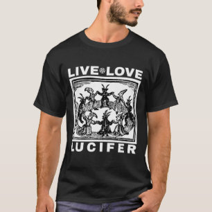 T-shirt Hail Satan Live Love Lucifer Avec Danser Démons O