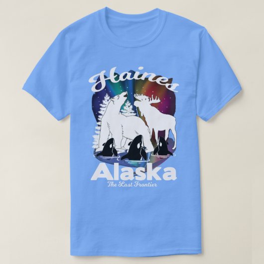 T-shirt Haines Alaska Aurora Borealis Ours Orca Moose Swea (Design devant)