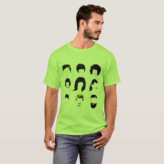 T-shirt Hairvolution - évolution des coiffures des hommes (Devant entier)