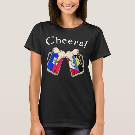 T-shirt Haiti Antigua Barbuda Flag Cheers Beer Grown Patri (Devant)
