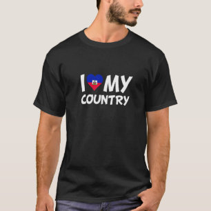 T-shirt Haïti Drapeau Coeur J'aime mon pays