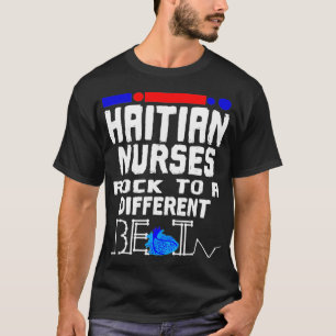 T-shirt Haïti Infirmière drapeau Heartbeat Noir Afro Haïti