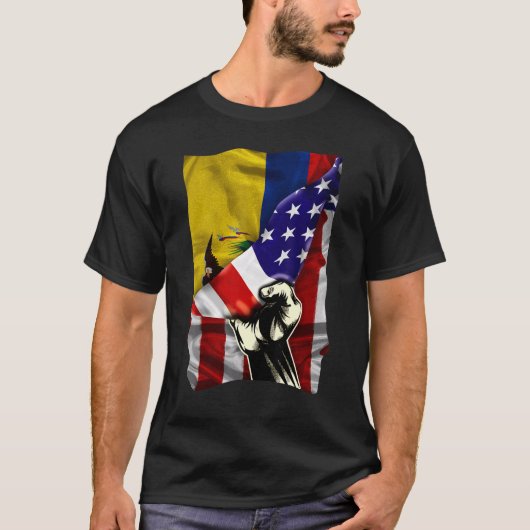 T-shirt Half American Flag Ecuadorian ROOTS USA Flag Ecuad (Devant)