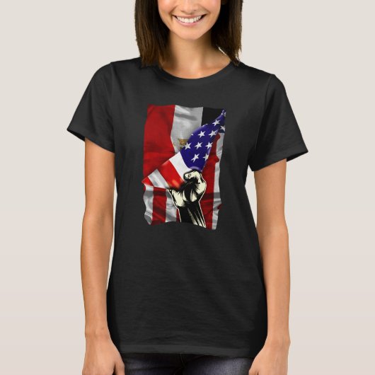 T-shirt Half American Flag Egyptian ROOTS USA Flag Egypt D (Devant)