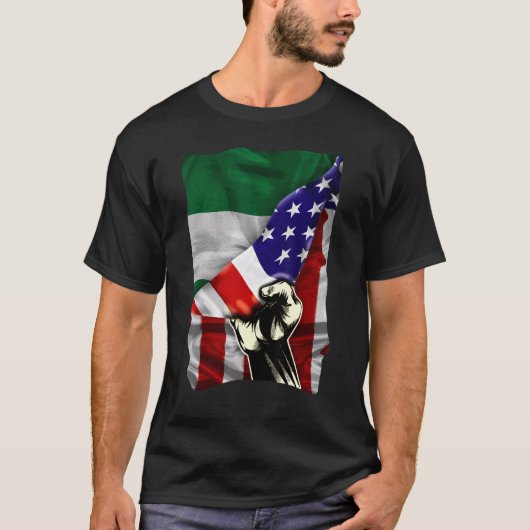 T-shirt Half American Flag Nigerian ROOTS USA Flag Nigeria (Devant)