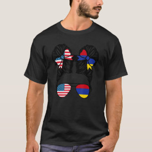 T-shirt Half American Half Armenian Girl USA Armenia Flag