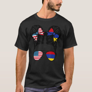 T-shirt Half American Half Armenian Girl USA Armenia Flag