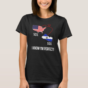 T-shirt Half American Half El Salvador Flag Combined Map S