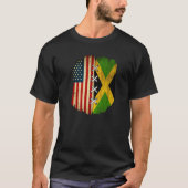 T-shirt Half American Half Jamaican USA Flag Jamaica Flag (Devant)