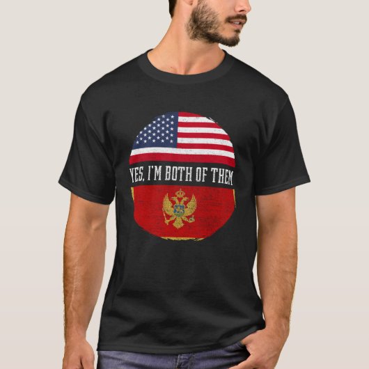 T-shirt Half American Half Montenegrin USA Flag Montenegro (Devant)
