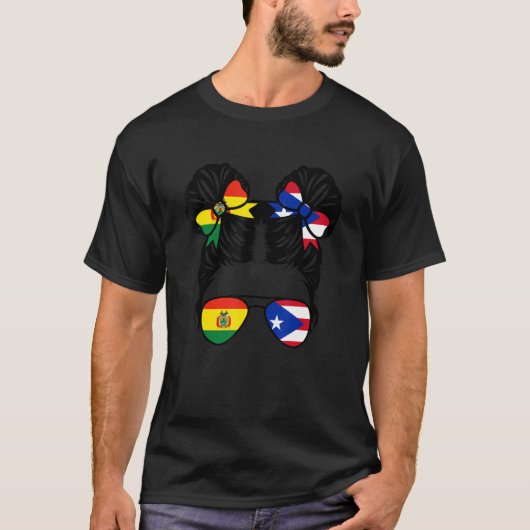 T-shirt Half Bolivian Half Puerto Rican Girl Bolivia Kids (Devant)