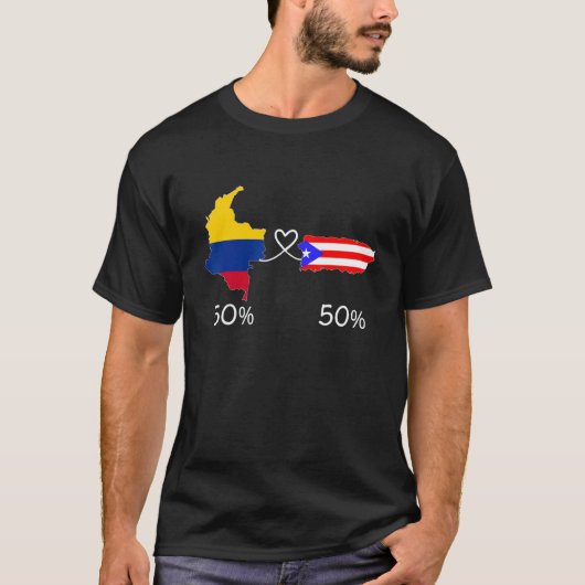 T-shirt Half Colombian Half Puerto Rican Flag Map Love Col (Devant)