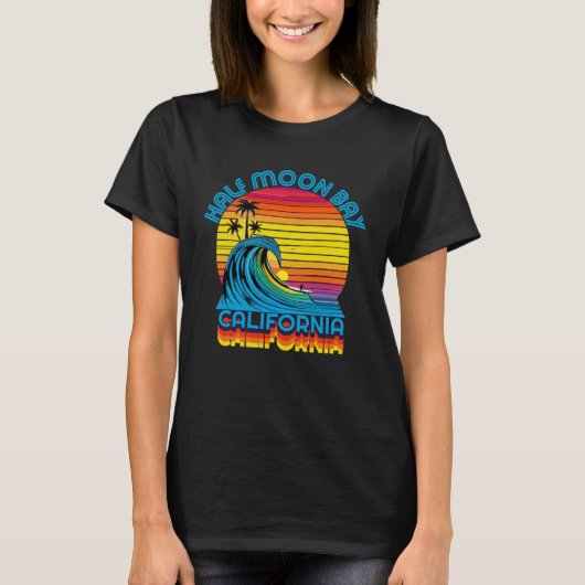 T-shirt Half Moon Bay Retro Throwback Surf & Beach Souveni (Devant)