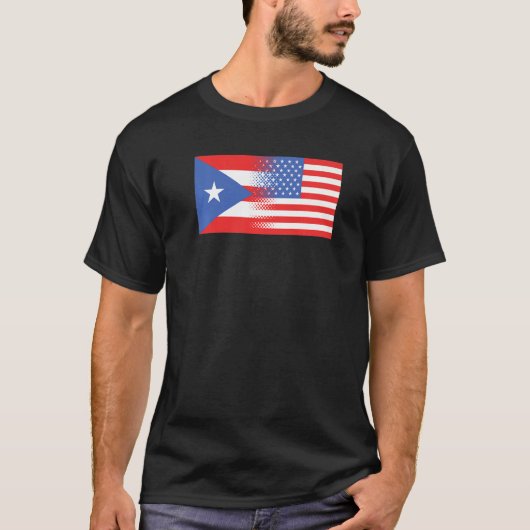 T-shirt Half Puerto Rican Half American Flag Puerto Rico U (Devant)
